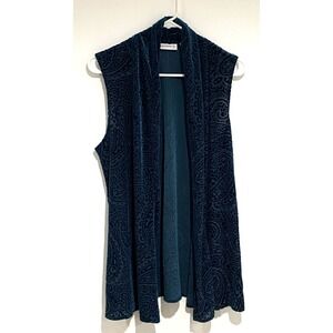 Susan Graver Super Soft Short Sleeve Open Front Cardigan Dark Teal Small